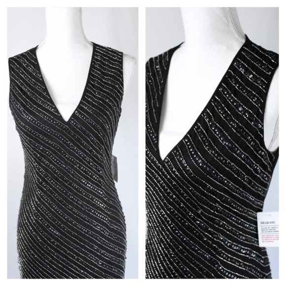 VENUS Deep V Sequin Formal Dress NWT Black - Picture 6 of 10